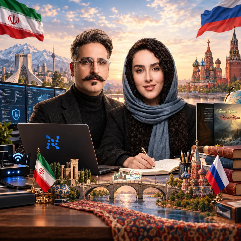 نوید زمانی و زهره ایمانی، هم‌بنیان‌گذاران Honest Lens، پشت میز کار میان تهران و مسکو
